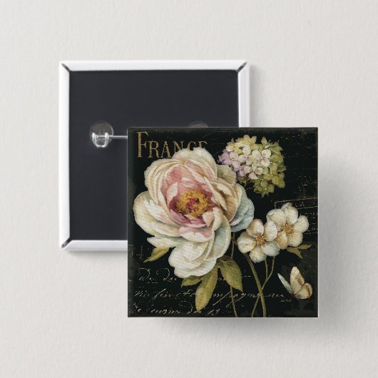 Blumen auf Schwarzem Button (Vorne & Hinten)