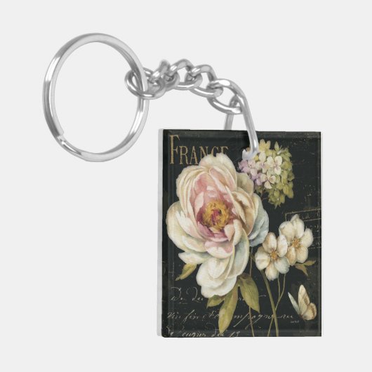 Blumen auf Schwarzem Schlüsselanhänger (Vorderseite links)