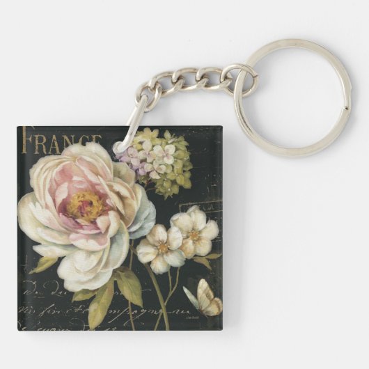 Blumen auf Schwarzem Schlüsselanhänger (Rückseite)