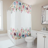 Blumen aus weißen Streifen - Grenzakzent Duschvorhang (Beispiel)
