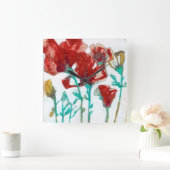 Blumen-Ausdruck II Quadratische Wanduhr (Zuhause)