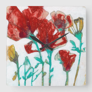 Blumen-Ausdruck II Quadratische Wanduhr