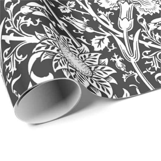 Blumen-B&W Packpapier (Rolleneckpunkt)