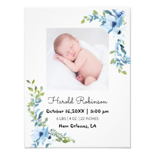 Blumen Baby Geburtsstatistiken Fotodruck