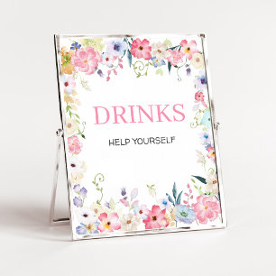 Blumen-Baby-in-Blüte-Baby-Shower-Getränke-Schild Poster