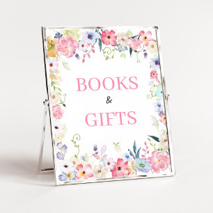 Blumen-Baby-in-Blüte-Bücher-und-Geschenke-Schild Poster