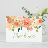 Blumen| Babyparty des Pfirsich-danken Ihnen Dankeskarte (Stehend Vorderseite)