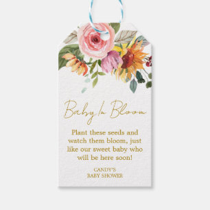 Blumen-Babyshower-Saatgut-Geschenk-Tags Geschenkanhänger