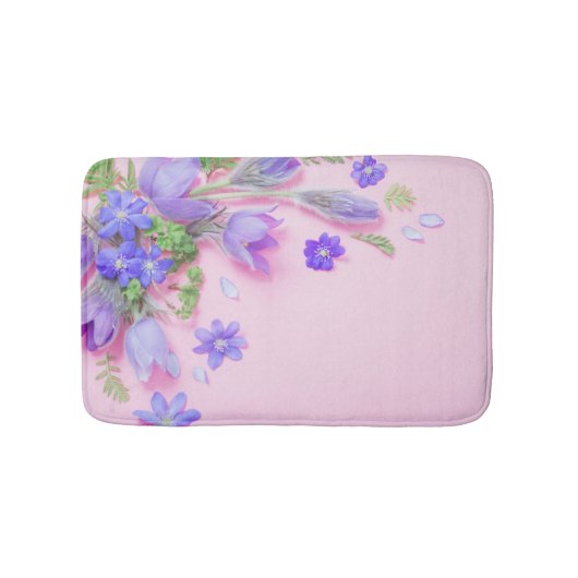 Blumen-Badematte | Blaue Wildblumen Memory Foam Te Badematte (Vorderseite)