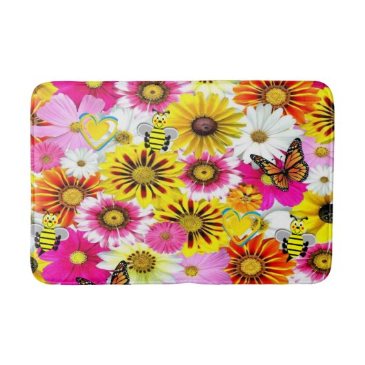 Blumen-Badezimmer-Badmatte Badematte (Vorderseite)
