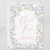 Blumen Bar Blumenrosa Brautparty Tafelzeichen Einladung (Vorderseite)