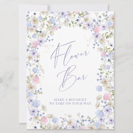 Blumen Bar Blumenrosa Brautparty Tafelzeichen Einladung (Vorderseite)