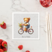 Blumen-Bär-mit-Fahrrad-Servietten Serviette (Beispiel)