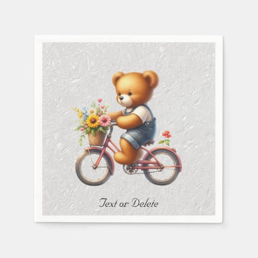 Blumen-Bär-mit-Fahrrad-Servietten Serviette (Vorderseite)