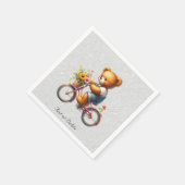 Blumen-Bär-mit-Fahrrad-Servietten Serviette (Ecke)