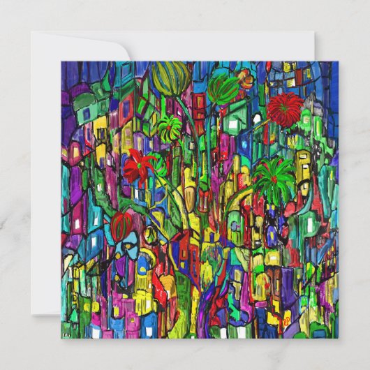 Blumen-Baum im Häusermeer. (Vorderseite)