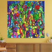 Blumen-Baum im Häusermeer. Leinwanddruck (Insitu (Wohnzimmer))