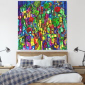 Blumen-Baum im Häusermeer. Leinwanddruck (Insitu (Schlafzimmer))