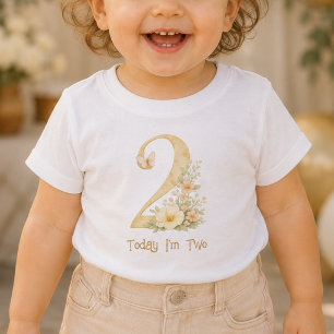 Blumen-Beige Zweiter Geburtstag Baby T-Shirt