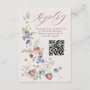 Blumen-Berry-Süße Hochzeitsdusche QR-Code-Registry Begleitkarte