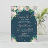 Blumen besprüht mit Liebe-Baby-Duschen-Einladung Einladung (Stehend Vorderseite)