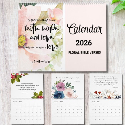 Blumen-Bibel-Vers-Wandkalender 2026 Kalender