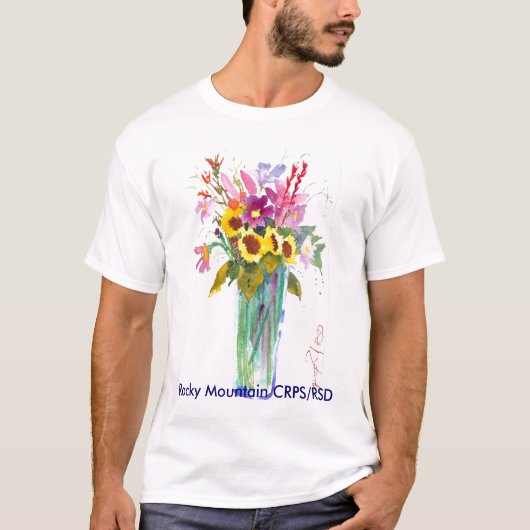 Blumen-Bild, felsiger Berg CRPS/RSD T-Shirt (Vorderseite)