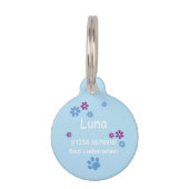 Blumen blau lila | hellblau Haustiermarke (Rückseite)