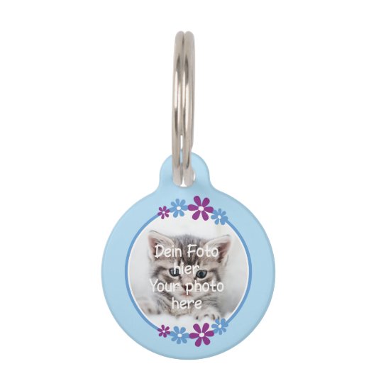 Blumen blau lila | hellblau Haustiermarke (Vorderseite)