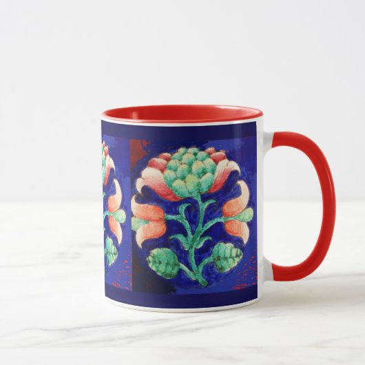 BLUMEN, blau pink grün Tasse (Rechts)