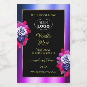 Blumen Blau Rosa Lila Schwarz Produktetiketten Log Lebensmitteletikett