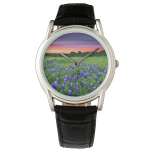 Blumen   Bluebonnets bei Sunset Texas Armbanduhr