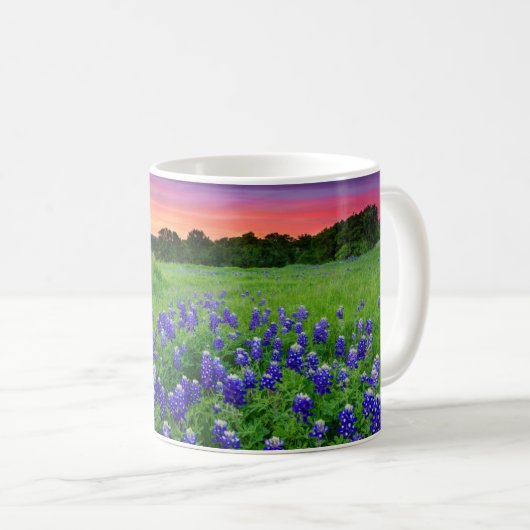 Blumen | Bluebonnets bei Sunset Texas Kaffeetasse (VorderseiteRechts)