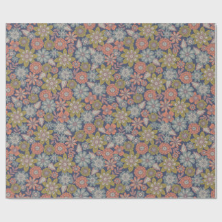Blumen blühen & blühen in Korallen, Blau & Grün Geschenkpapier