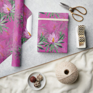 Blumen blühen rosa Aquarellkunst Geschenkpapier