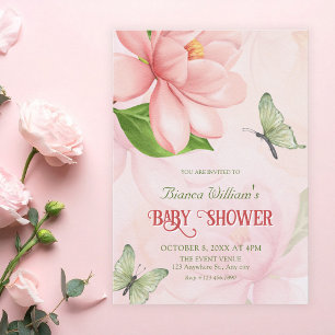 Blumen blühen Schmetterlinge Baby Shower Einladung