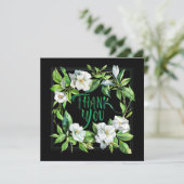 Blumen blühen schwarze Dankeskarten Dankeskarte (Stehend Vorderseite)