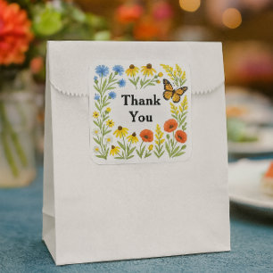Blumen blühen und grüne Blätter Danke Quadratischer Aufkleber