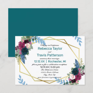 Blumen Blüht Mod Teal -3x5 Hochzeitsankündigung/Em Einladung