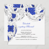 Blumen Blume Brautdusche Einladung Royal Blue (Vorne/Hinten)