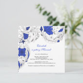 Blumen Blume Brautdusche Einladung Royal Blue (Stehend Vorderseite)