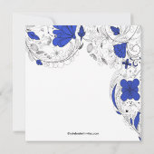 Blumen Blume Brautdusche Einladung Royal Blue (Rückseite)