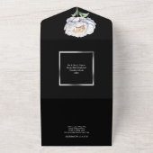 Blumen-Blume-Hochzeit in Schwarz-Silber All In One Einladung (Außenbereich)