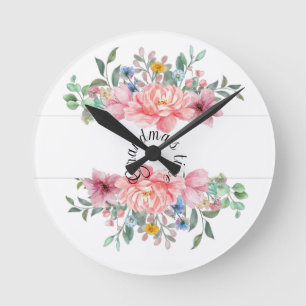 Blumen Blumen Rosa Pastell Uhr
