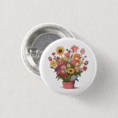 Blumen, Blumenstrauß, Blumentopf Button (Vorne & Hinten)
