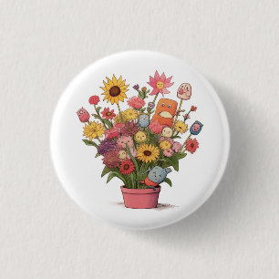 Blumen, Blumenstrauß, Blumentopf Button