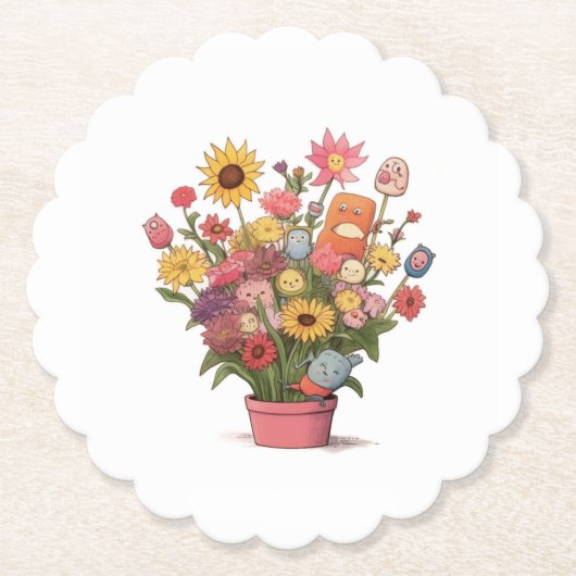 Blumen, Blumenstrauß, Blumentopf Untersetzer (Vorderseite)