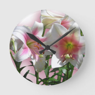 Blumen-Blüten-Frühlings-Garten-Liebe-Duschen-Party Runde Wanduhr