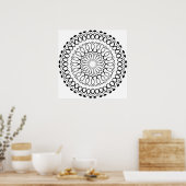 Blumen-Blüten-Mandala-Malvorlage mit fetten Ringen Poster (Küche)