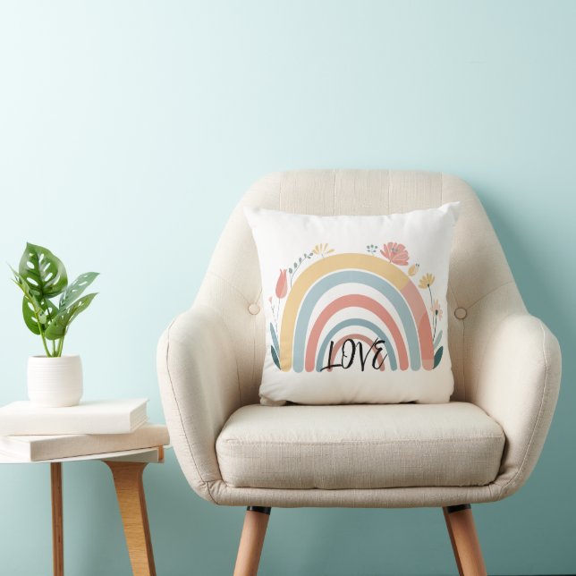 Blumen-Boho-Regenbogen-Quadrat-Wurfkissen Kissen (Stuhl )